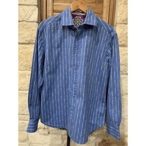 Robert Graham Men’s Long Sleeve Button Down Striped Blue Size Large